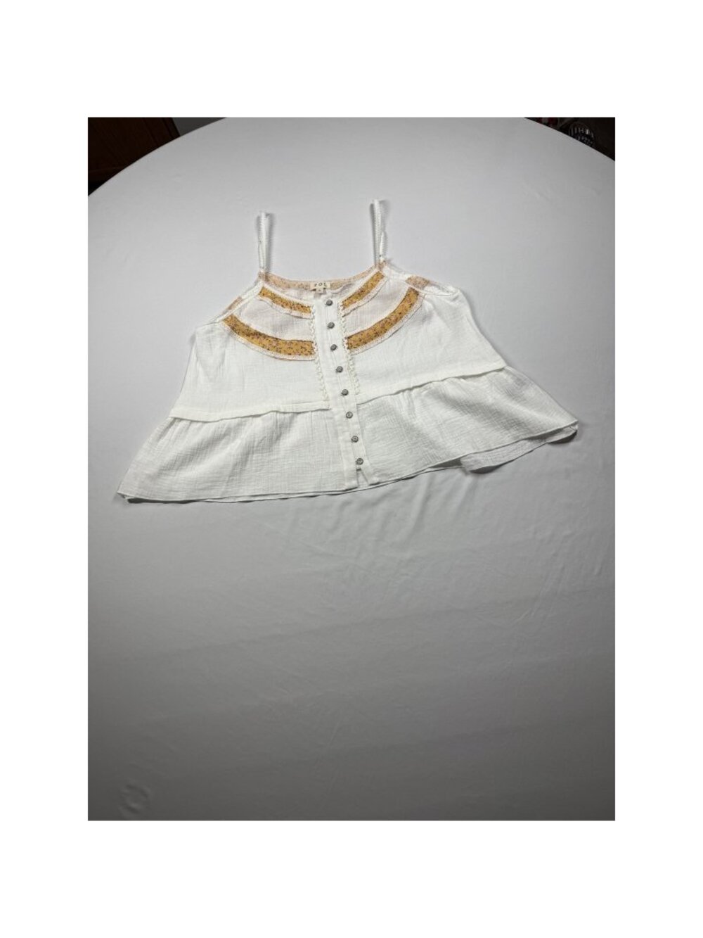 POL White Floral Lace Boho Spaghetti Strap Top L NWOT - Picture 2 of 8